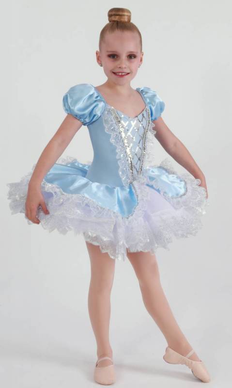 CINDERELLA  - Light Blue lycra satin and white tulle and lace 