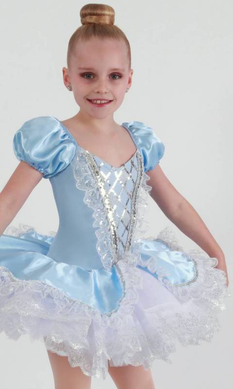 CINDERELLA  - Light Blue lycra satin and white tulle and lace 