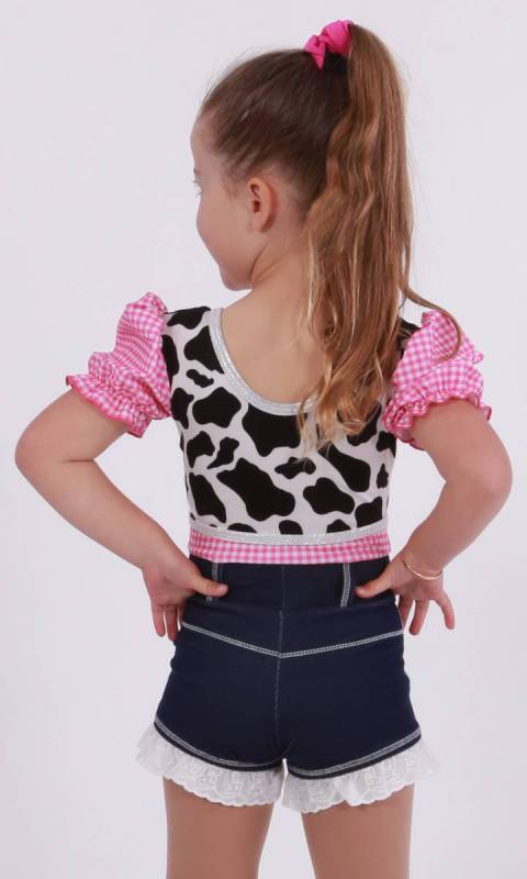 YEEHA - Pink Gingham, Cowprint and denim spandex with lace 