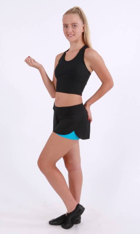 CLAIR - Duo shorts  - Aqua Supplex and Black Tex Mesh black binding 