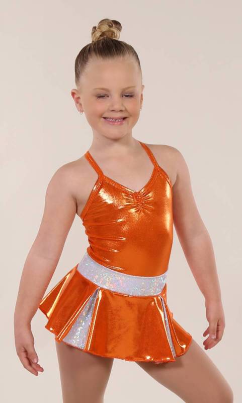 CHEER SKIRT - ONLY  - Orange and Silver