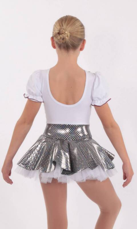 MATILDA  - Grey sequin spandex and white cotton lycra 