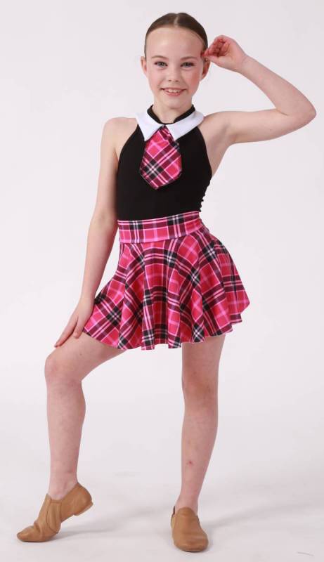 SCHOOL SKIRT COLLAR AND TIE  - Pink Tartan 