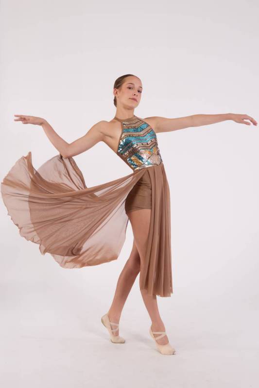 Brown Nylon + Brown Mesh + Cairo Sequin Aqua