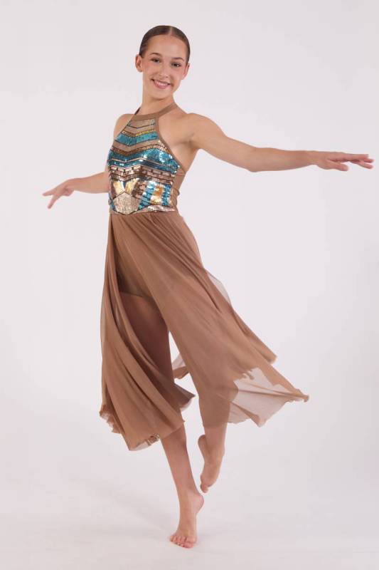 Brown Nylon + Brown Mesh + Cairo Sequin Aqua