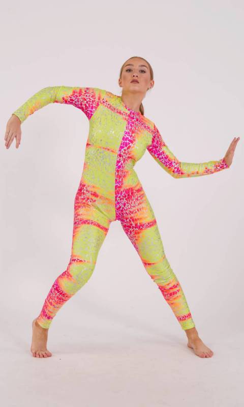 Neon Pink, Orange and Yellow Hologram spandex