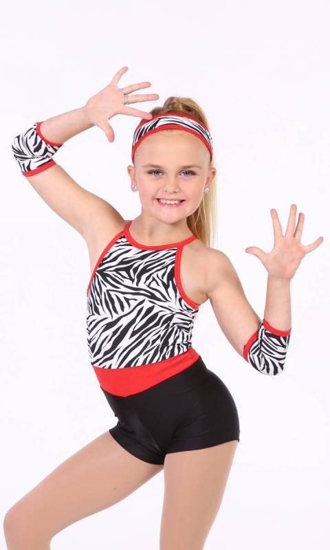 Halter Shortard  - Black and White Zebra  Black shorts and with red trim 