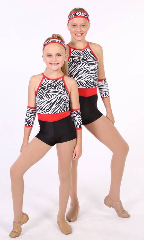 Black and White Zebra Black 2shorts and with red trim