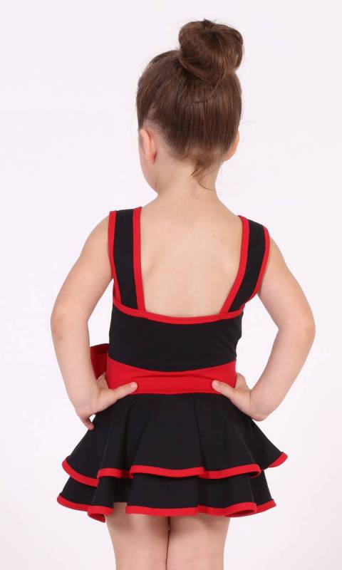 Rosey Posey Leo Dress  - Black and Scarlet supplex 