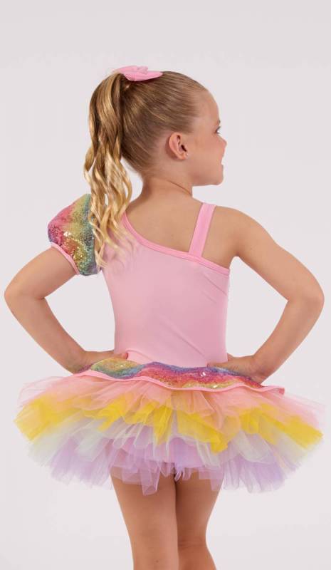 ROXIE RAINBOW - with hair bow  - Rainbow sequin and multi soft coloured tulle 