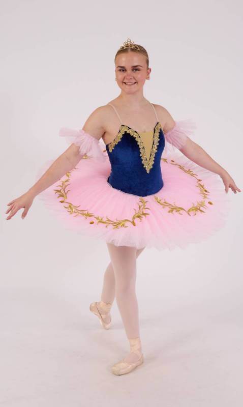 IMPERIAL WALTZ  pancake tutu  - Navy and Pink with gold trim 