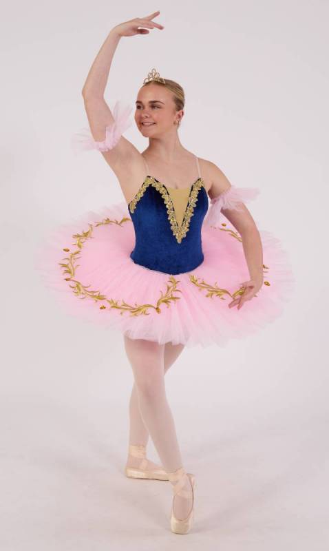 IMPERIAL WALTZ  pancake tutu  - Navy and Pink with gold trim 