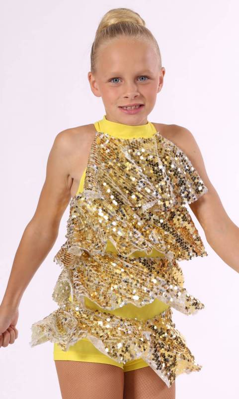 BOOM BOOM - Yellow lycra with yellow and silver sequins