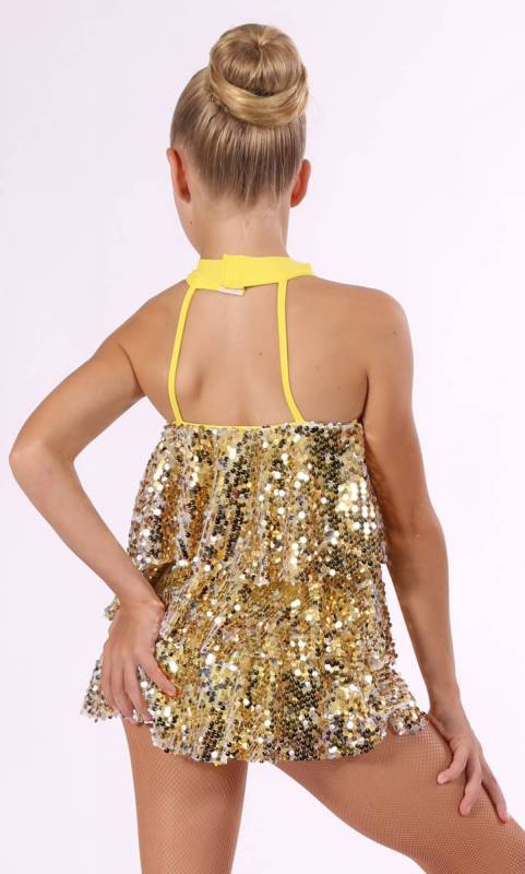 BOOM BOOM - Yellow lycra with yellow and silver sequins