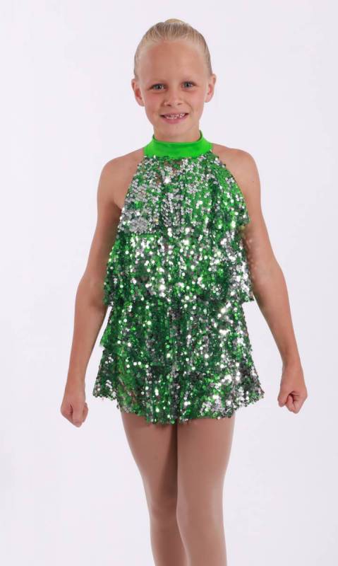 Green Lycra with green and silver 636