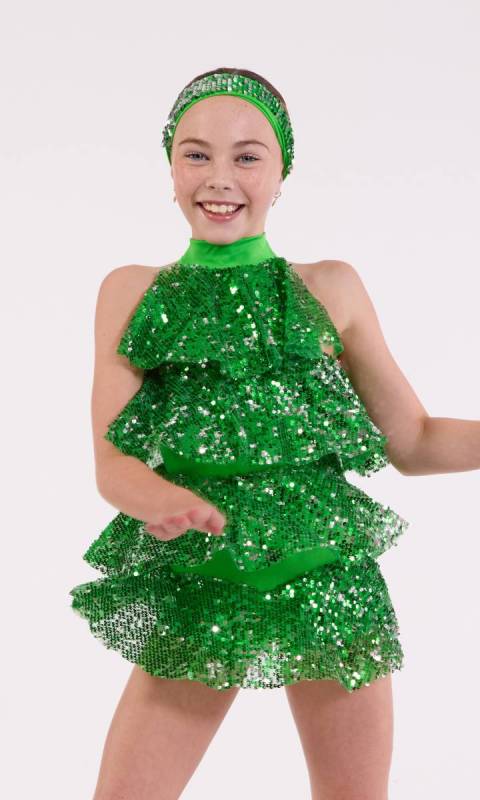Green Lycra with green and silver 636