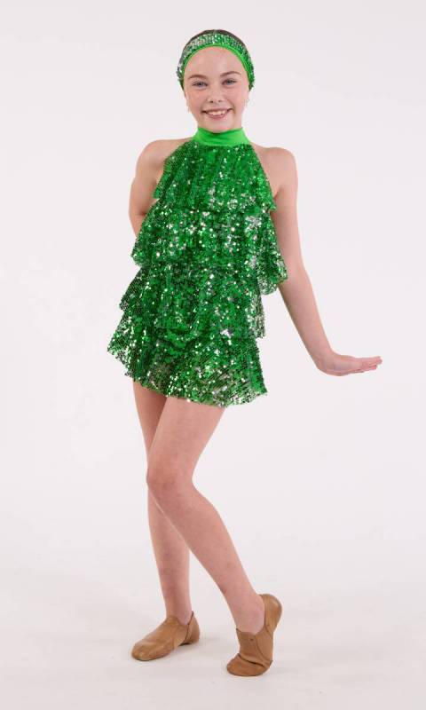 Green Lycra with green and silver 636