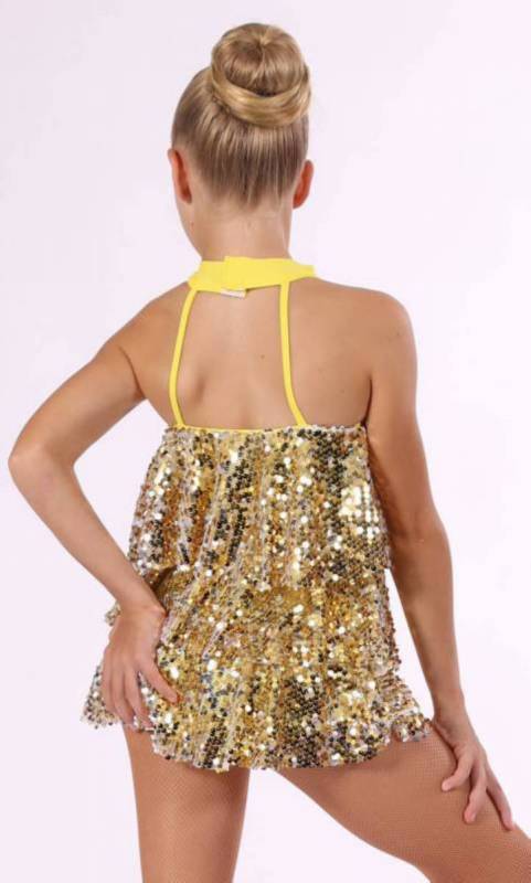 Yellow lyrca with yellow and silver sequins