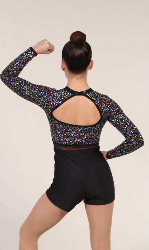 ONE DANCE  - Multi sequin mesh and Black