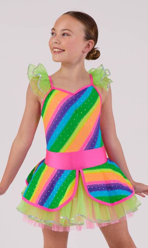 Rainbow spandex - yellow pink tulle 