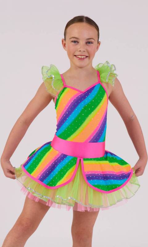 Rainbow spandex - yellow pink tulle 