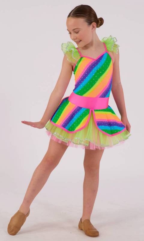 Rainbow spandex - yellow pink tulle 