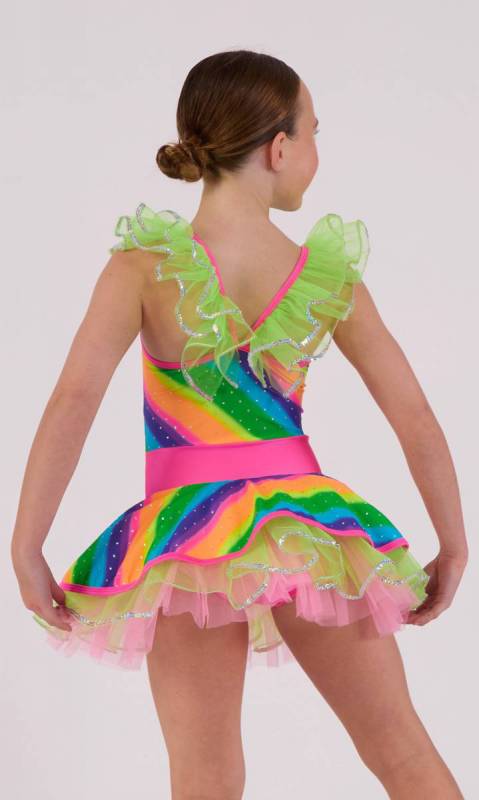 Rainbow spandex - yellow pink tulle 