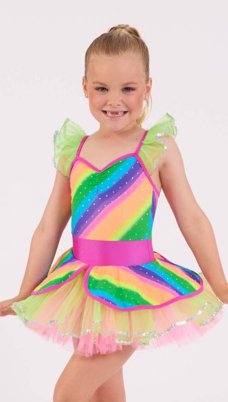 Rainbow spandex - yellow pink tulle 