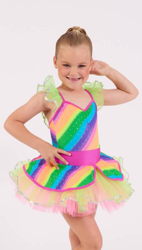Rainbow spandex - yellow pink tulle 