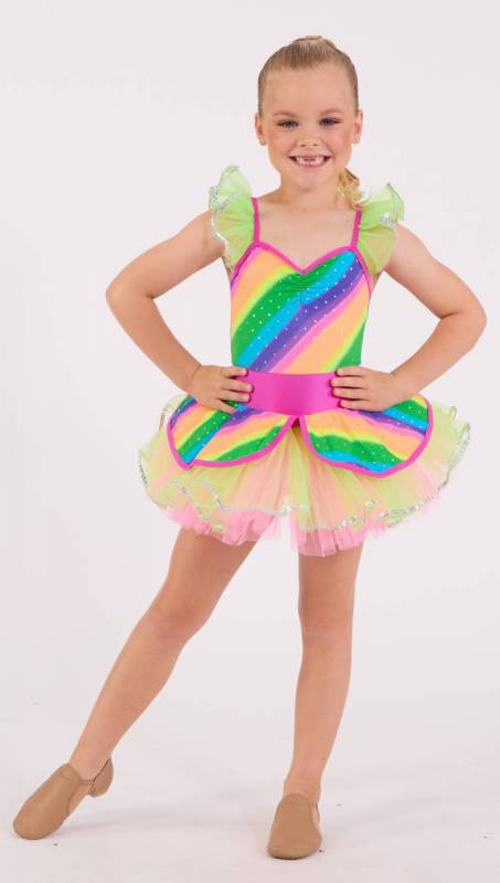 Rainbow spandex - yellow pink tulle 