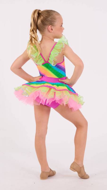 Rainbow spandex - yellow pink tulle 