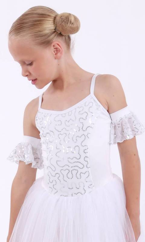 INNOCENCE romantic tutu  - White nylon lycra  white sequin mesh and white tulle 