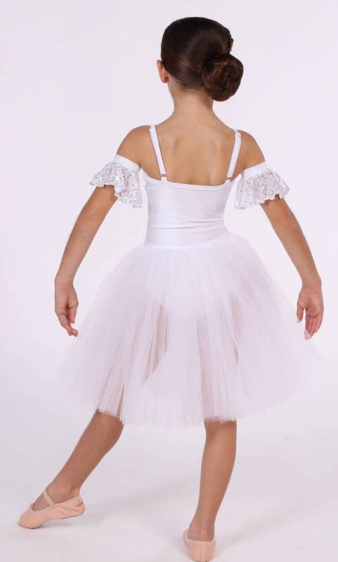 INNOCENCE romantic tutu  - White nylon lycra  white sequin mesh and white tulle 