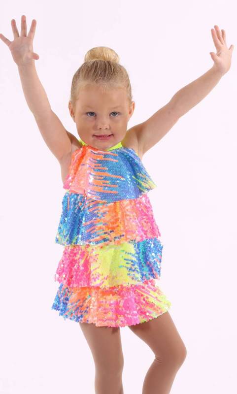 SODA POP  - Multi-coloured sequin layer dress with built in shortard 