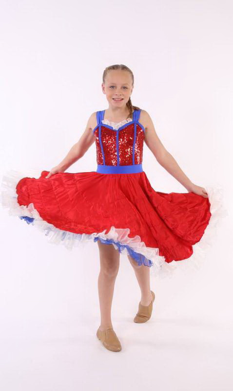 SATINE  CAN CAN SKIRT - Red  white and blue 