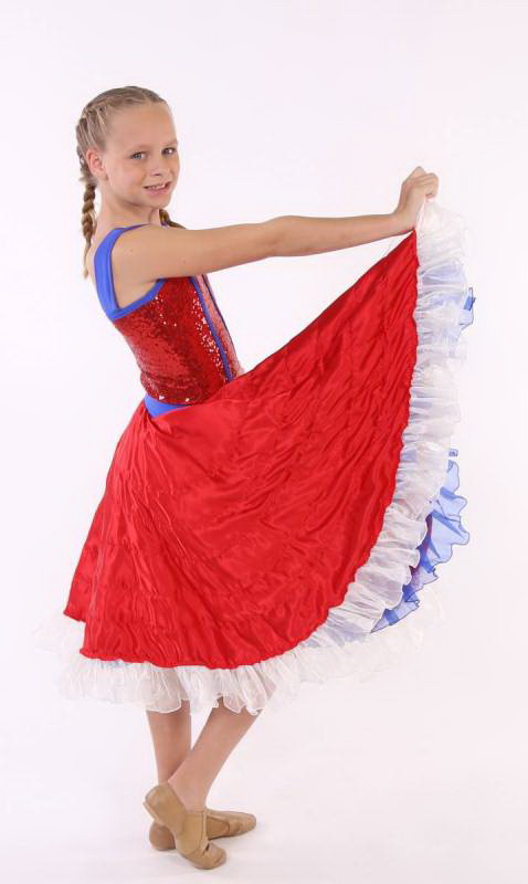SATINE  CAN CAN SKIRT - Red  white and blue 
