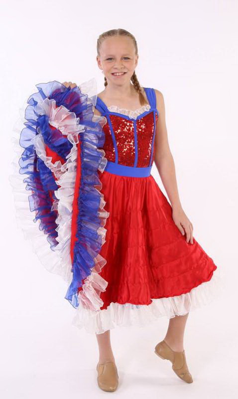 SATINE  CAN CAN SKIRT - Red  white and blue 