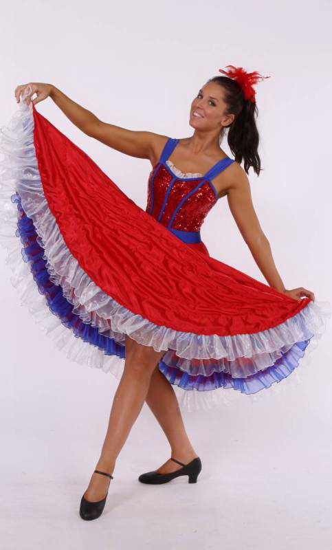 SATINE  CAN CAN SKIRT ONLY - Red  white and blue 