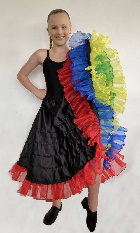 SATINE CAN CAN SKIRT ONLY - Black Multi Colour