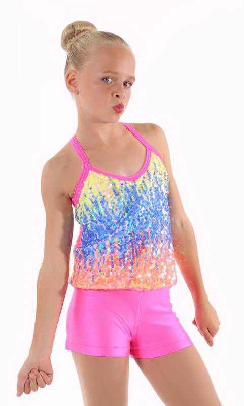 POP IN CANDY SHORTARD  - Pink and Neon pop sequins 