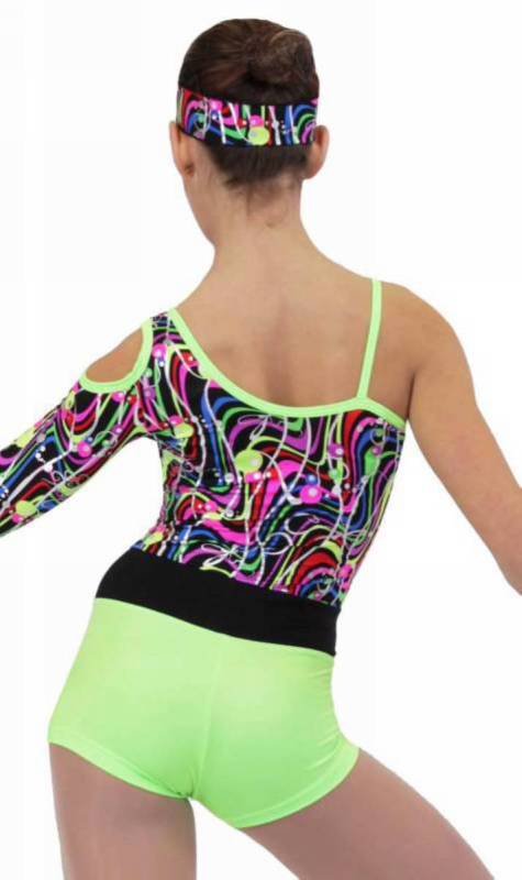 DANCE PARTY - KCDC  -  Printed and plain lycra assymetrical shortard