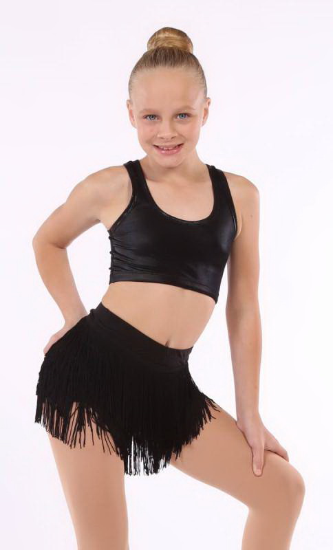 FRINGE SHORTS  - Black with black fringe 