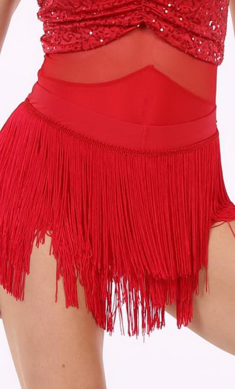 FRINGE SHORTS  - RED fringe and RED lycra