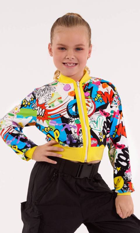 Bam Pow Print White Zip