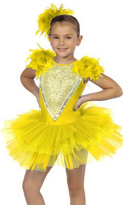 LITTLE BIRD - Yellow and Golden yellow with silver sequins and yellow feathers