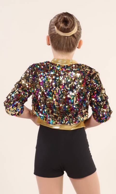 SEQUIN ZIP UP JACKET - ONLY - Colour Change and gold  with gold