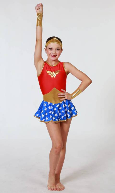 Blue and white star print lycra, red and gold 