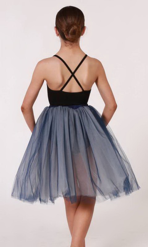 Romantic tutu skirt  - 3 layer of cream and 2 layers of navy -  navy lycra band