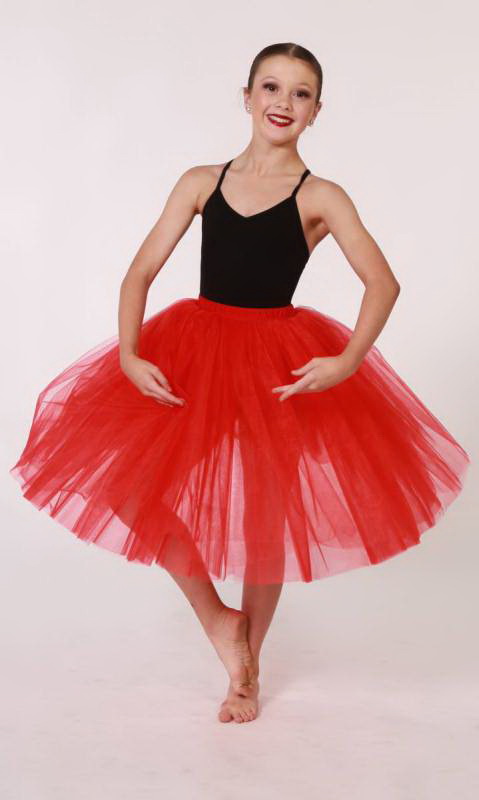Romantic tutu skirt  - 5 layers of red tulle  red lycra band