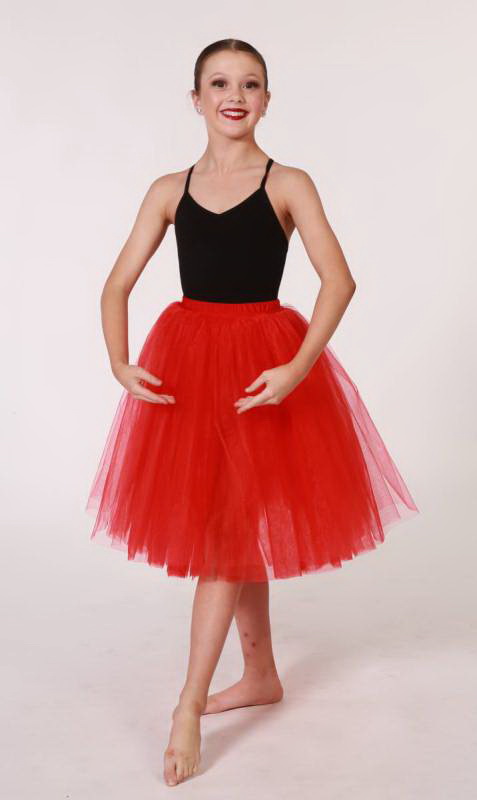 Romantic tutu skirt  - 5 layers of red tulle red lycra band